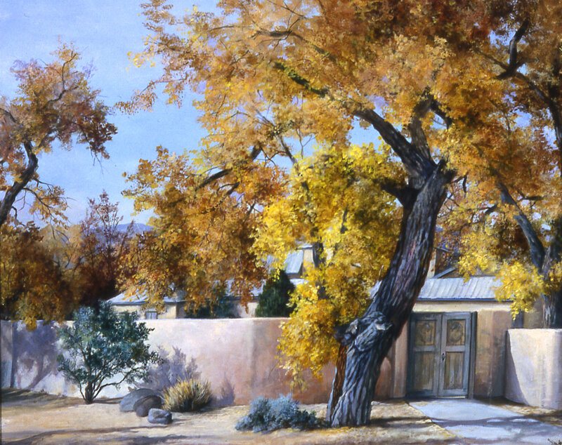 Autumn tree in courtyard