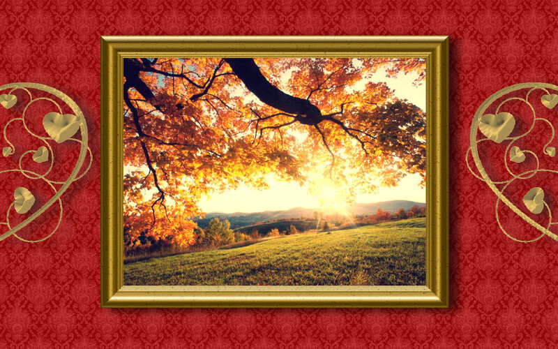 Autumn Tree in Field — Red