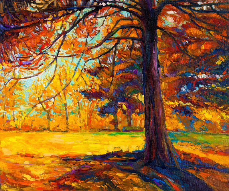 Autumn Tree in Park — Orange, Vibrant