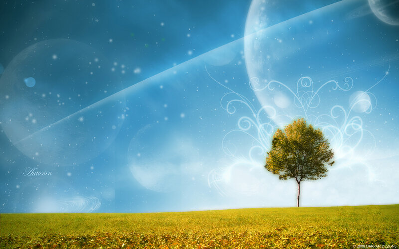 Autumn tree on a celestial field