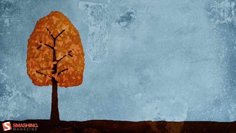 Autumn Tree on Blue Background