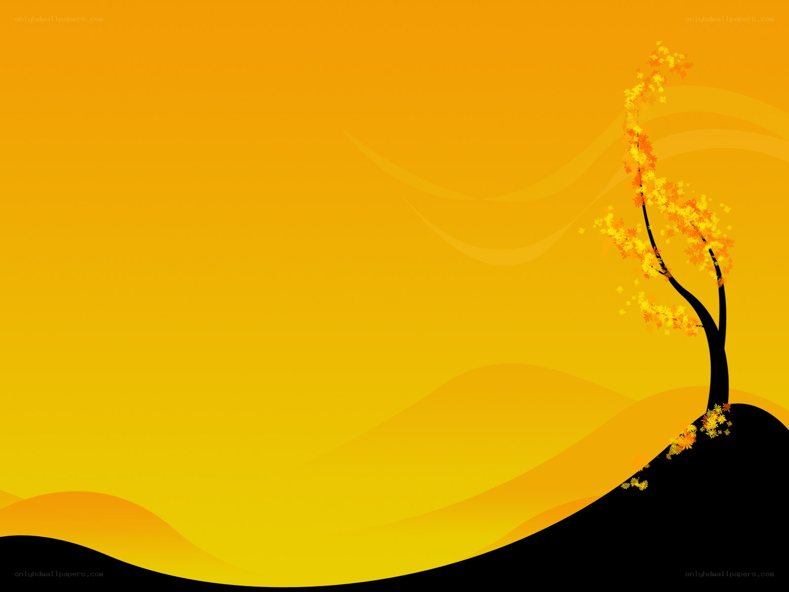 Autumn tree on hill