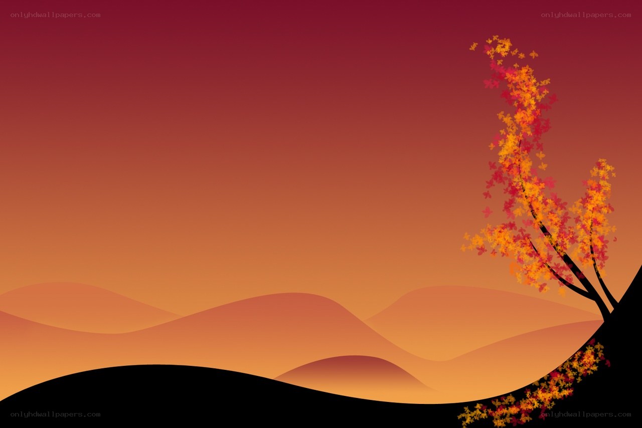 Autumn tree on hills