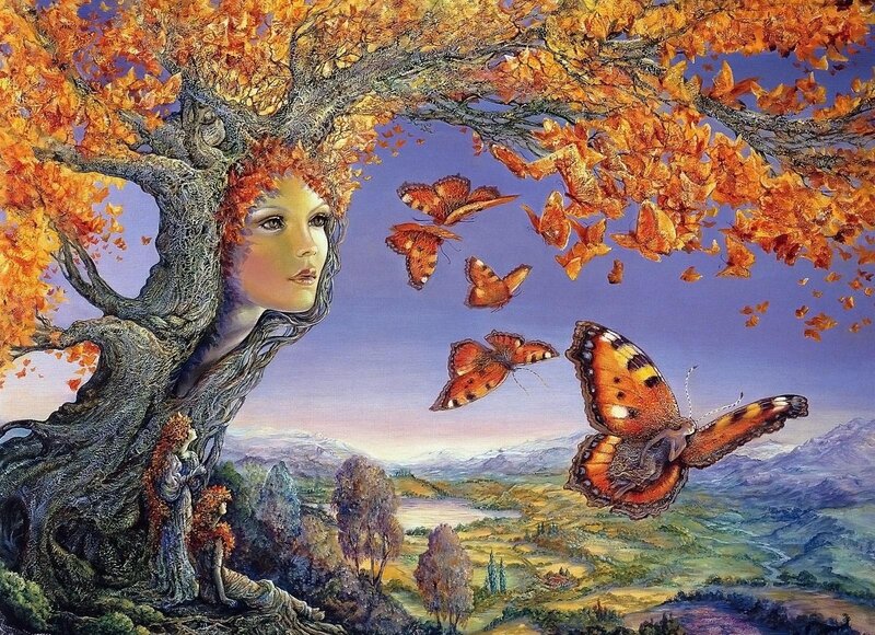Autumn Tree Spirit with Butterflies