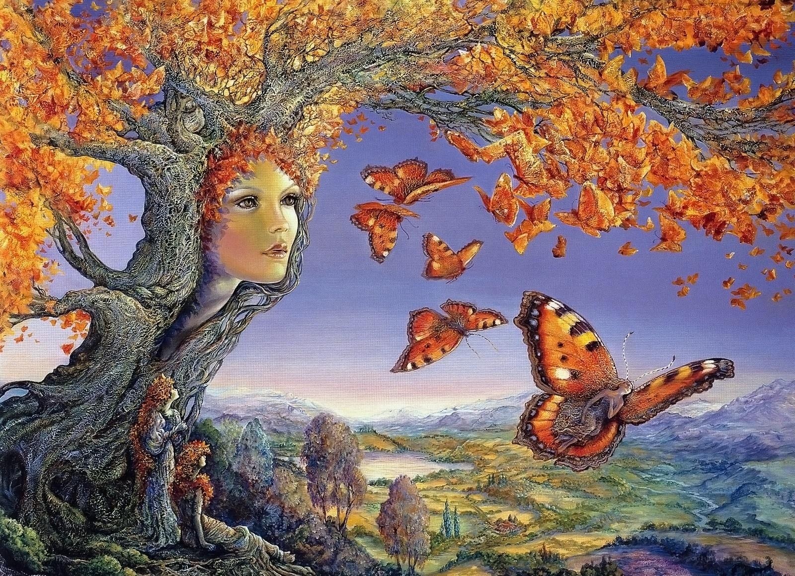 Autumn Tree Spirit with Butterflies