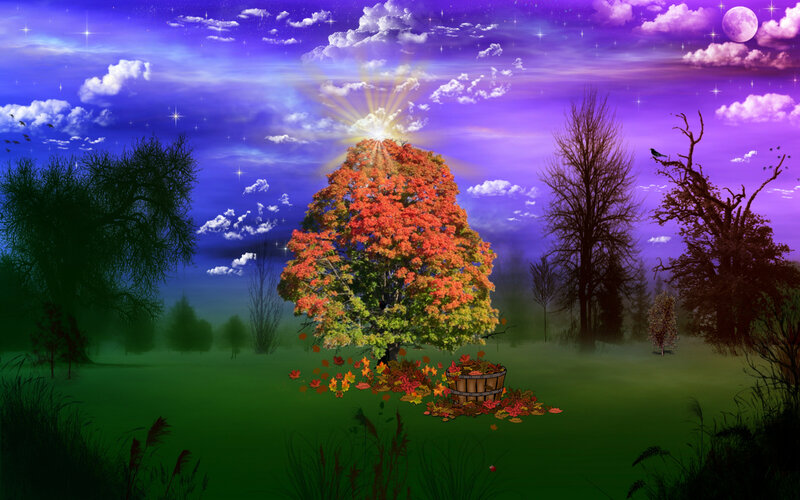 Autumn Tree with Basket