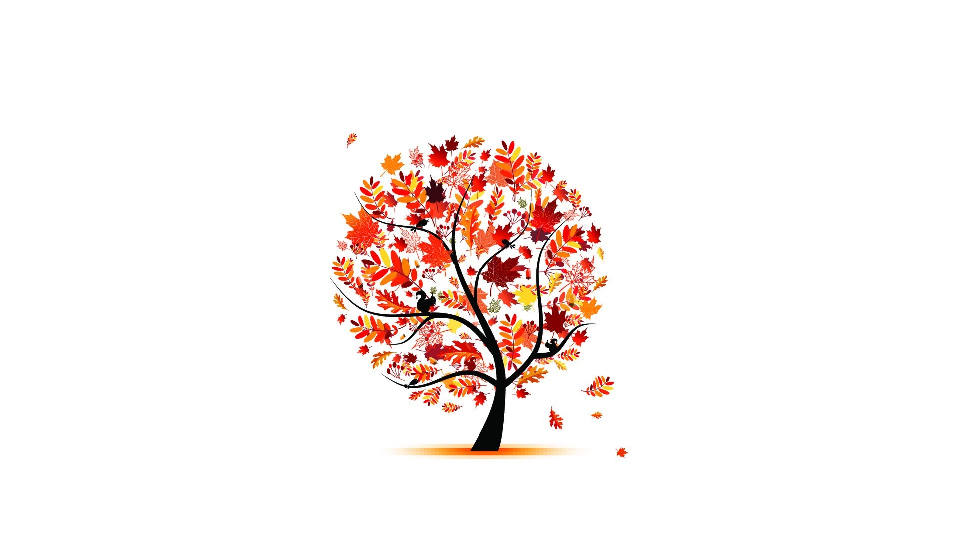 autumn tree with falling leaves