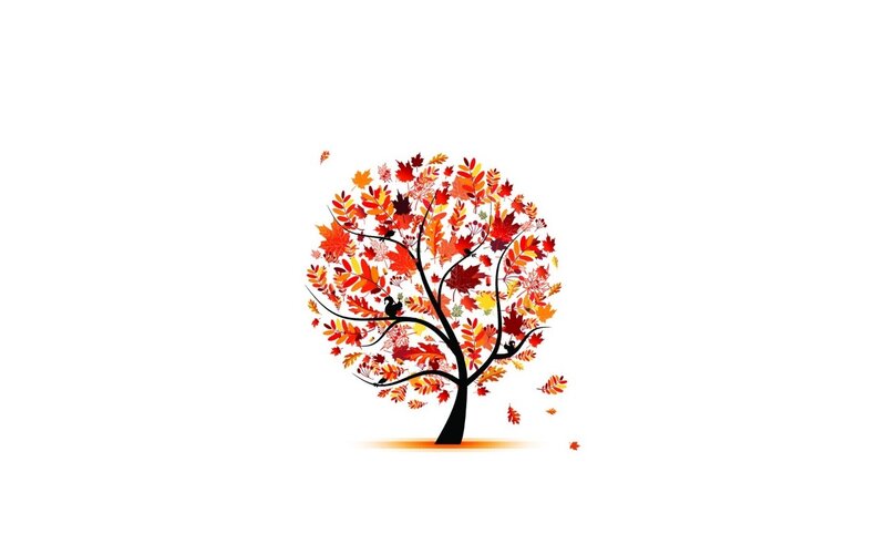 Autumn Tree with Leaves — Red