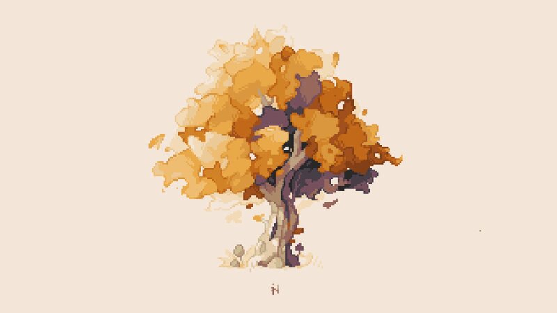 Autumn Tree with Mushrooms