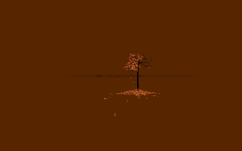 Autumn tree with music notes