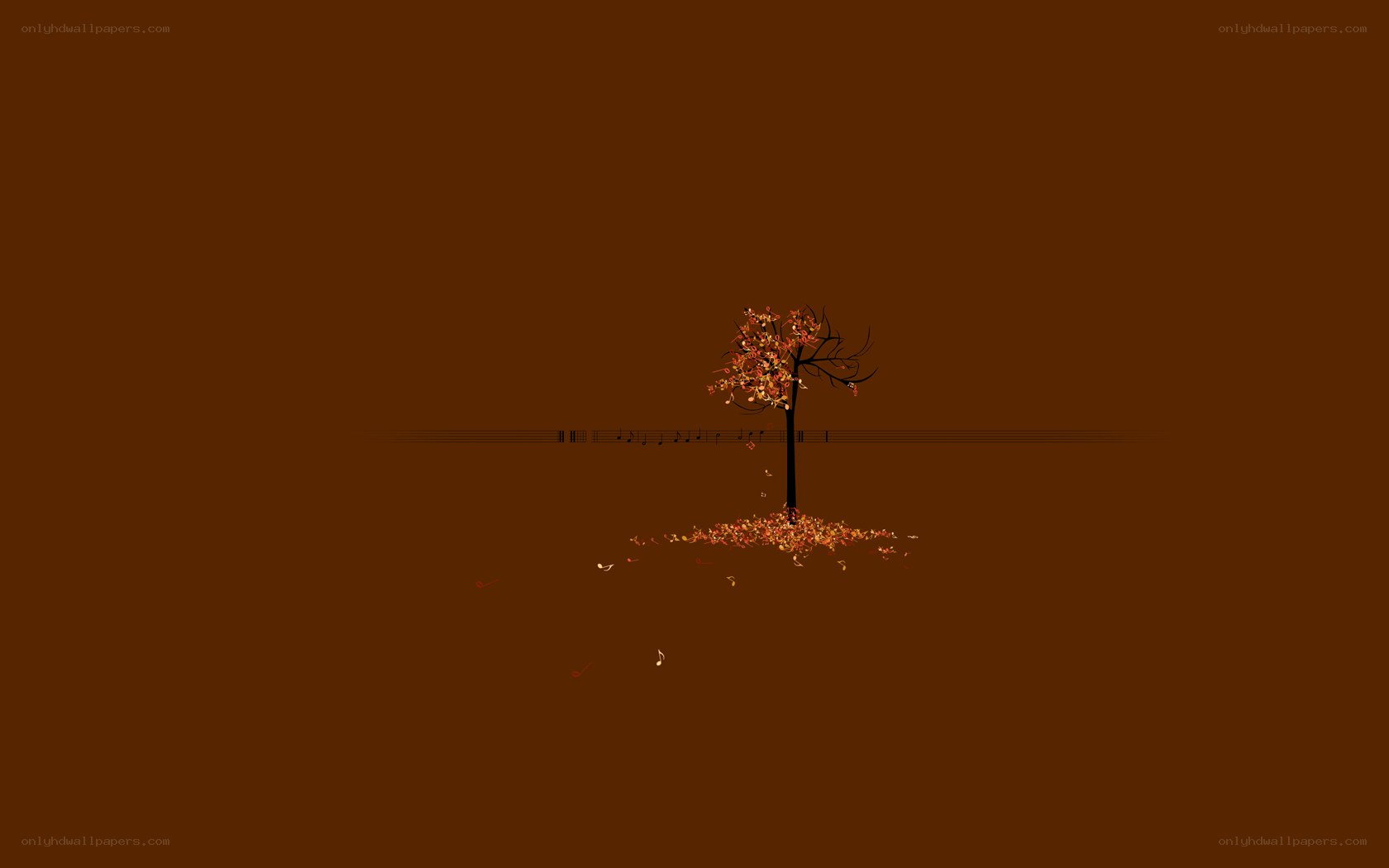 Autumn tree with music notes