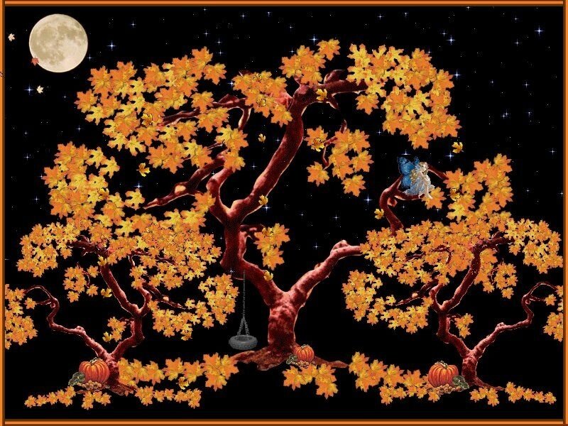 Autumn Tree with Pumpkins