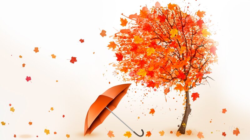 Autumn Tree with Umbrella