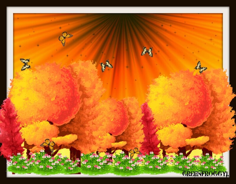 Autumn Trees and Butterflies
