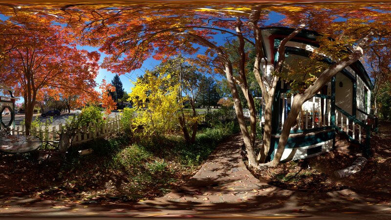 Autumn Trees and House — Orange, Serene