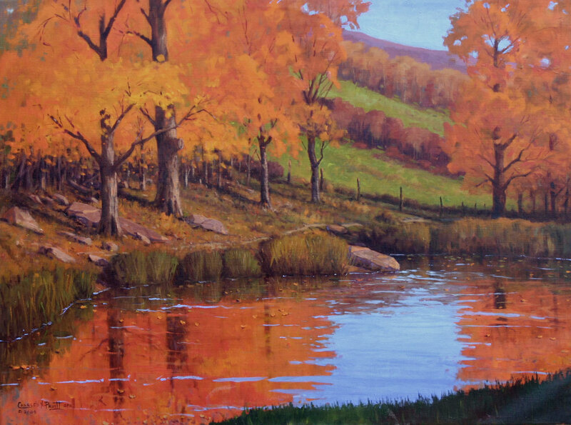 Autumn trees by a river