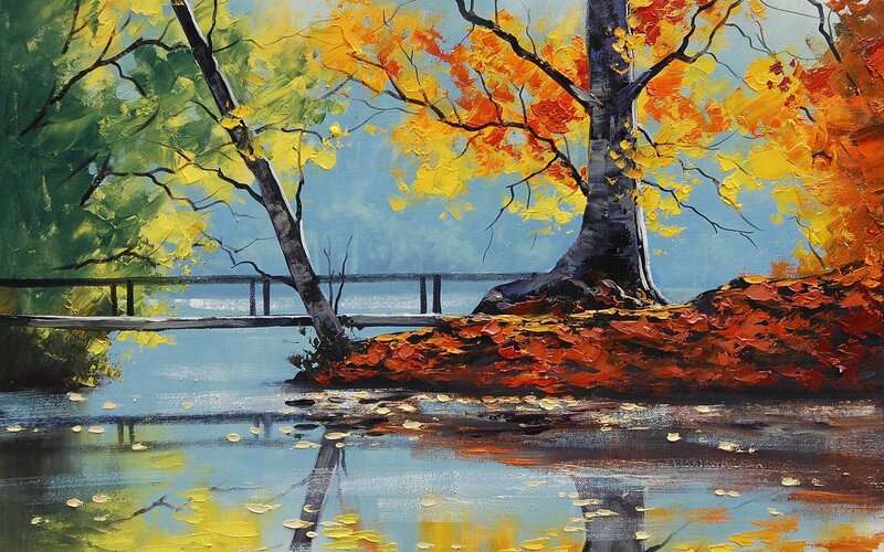Autumn trees by the lake