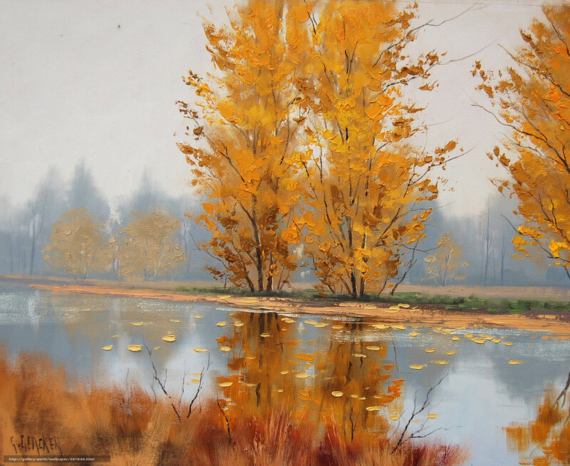 Autumn trees by the river