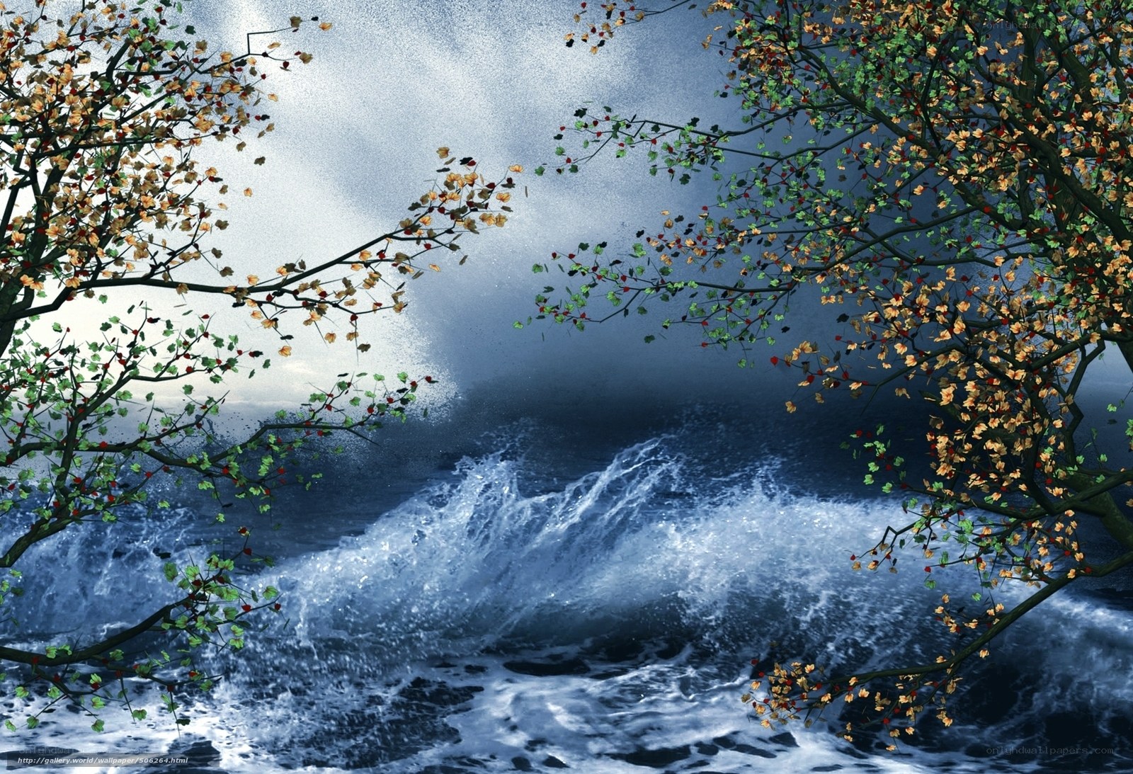 Autumn Trees by the Sea
