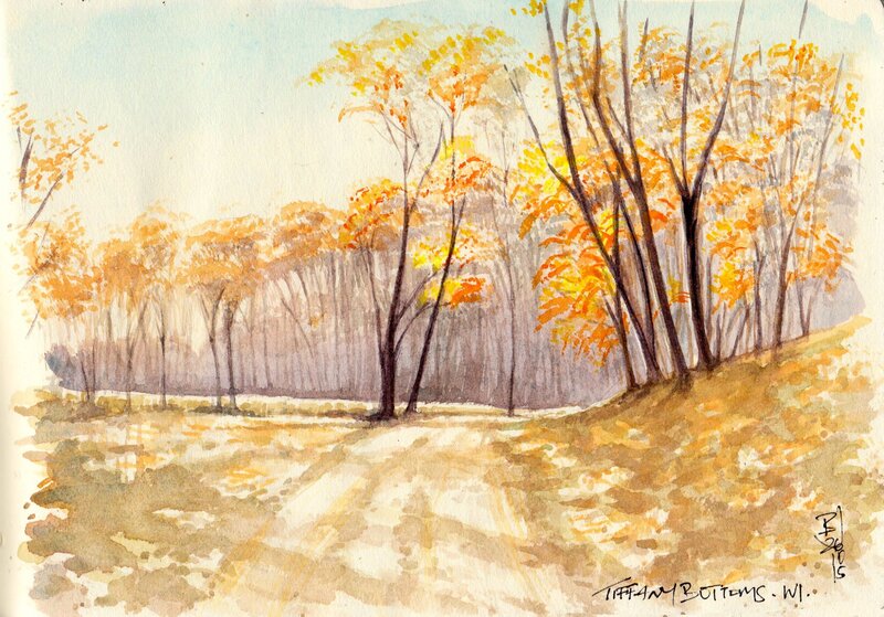Autumn Trees in Forest — Orange, Serene, Painting, Path