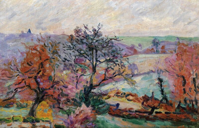 Autumn Trees in Landscape — Orange