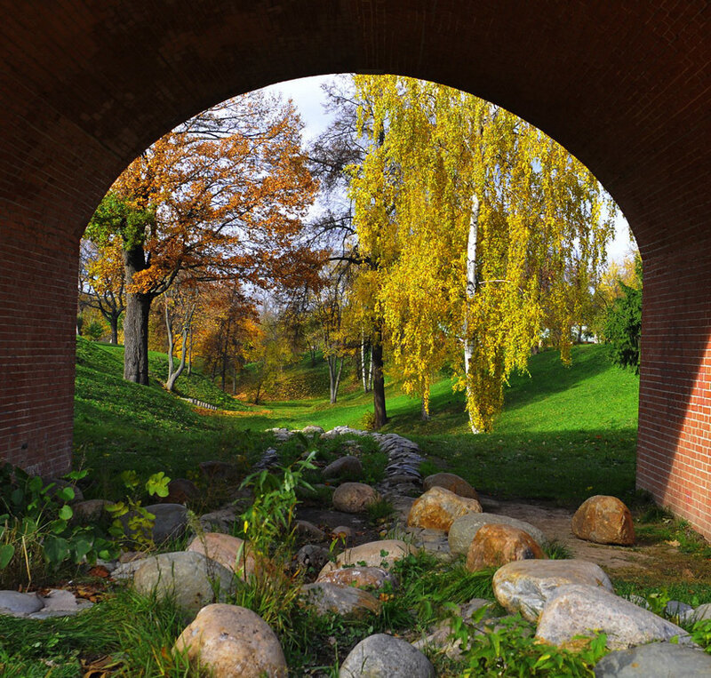 Autumn Trees Through Arch