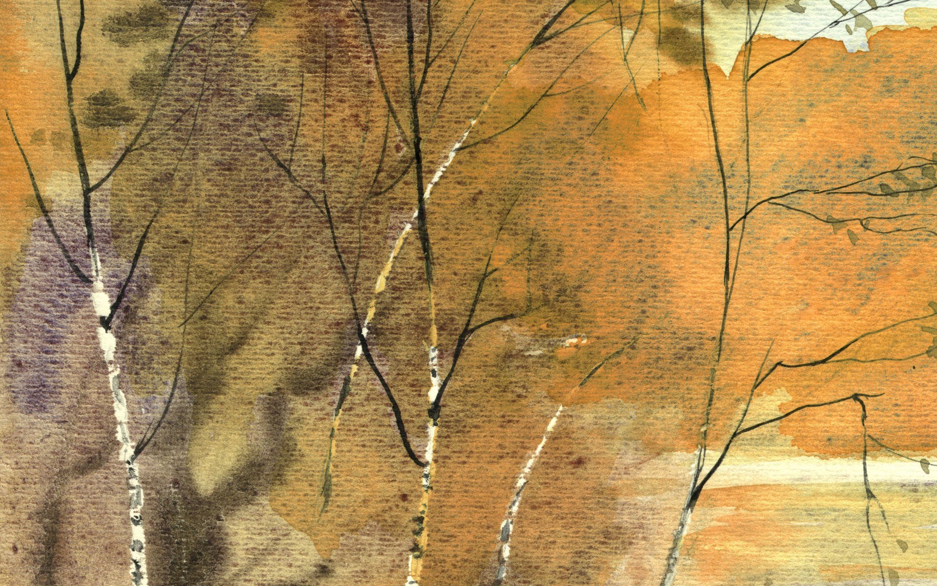 autumn trees watercolor