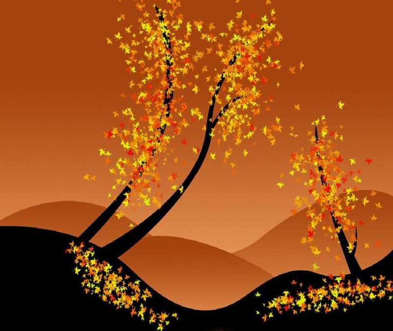 Autumn Trees with Falling Leaves
