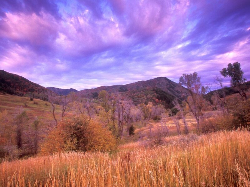 Autumn valley at dusk