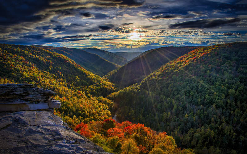 Autumn Valley at Sunset — Green
