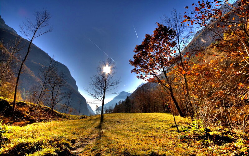 Autumn Valley Landscape — Blue, Serene