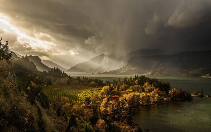 Autumn Valley Landscape — Green, Dramatic