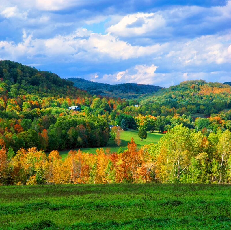 Autumn Valley Landscape — Green, Serene, Photograph