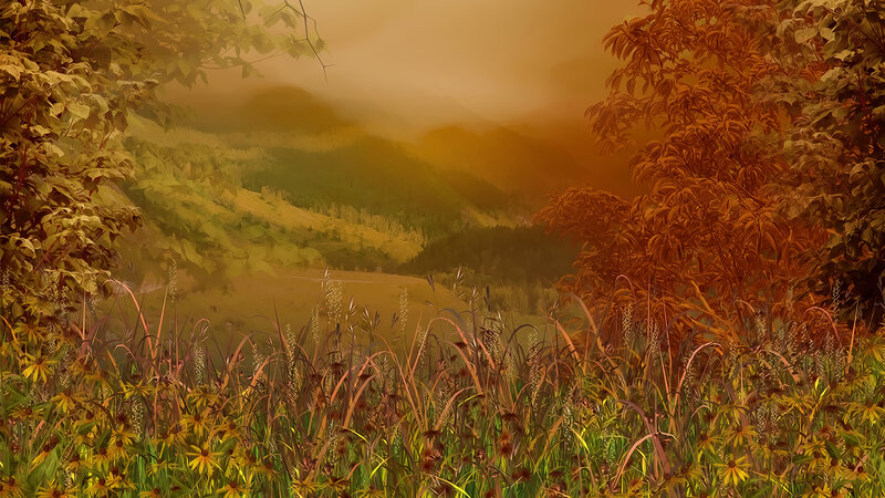 Autumn Valley Landscape — Orange