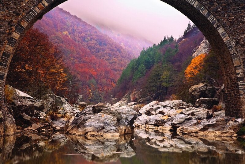 Autumn Valley Through Arch