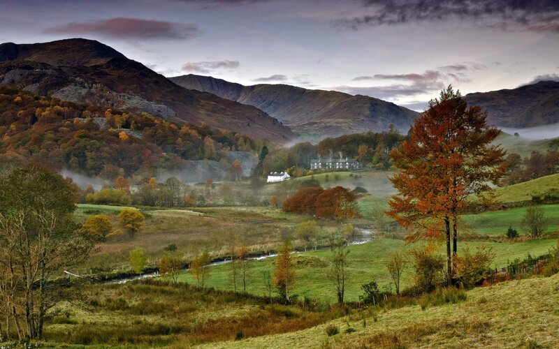 Autumn Valley with Houses