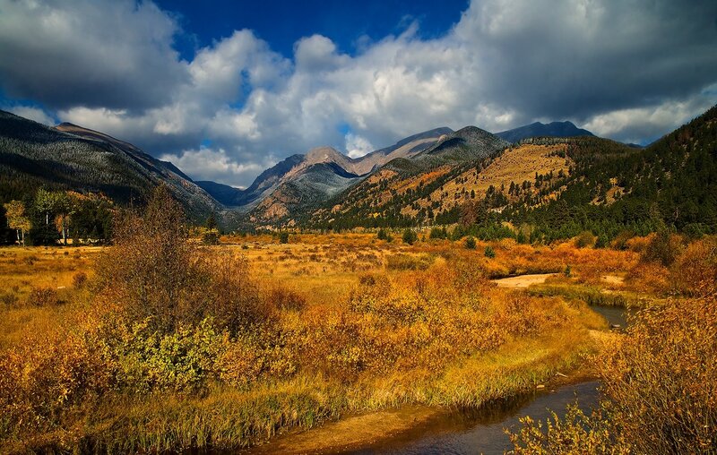 autumn valley with mountains