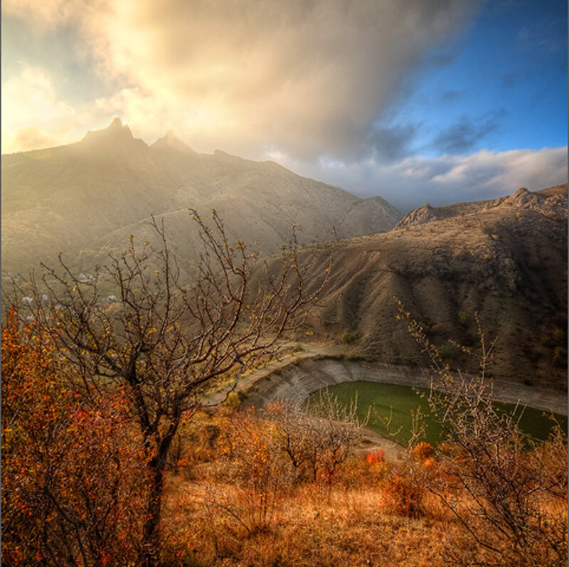 Autumn Valley with Pond