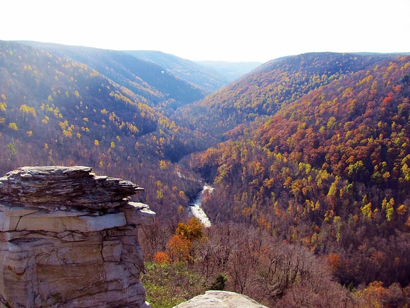 Autumn Valley with River — Orange, Serene