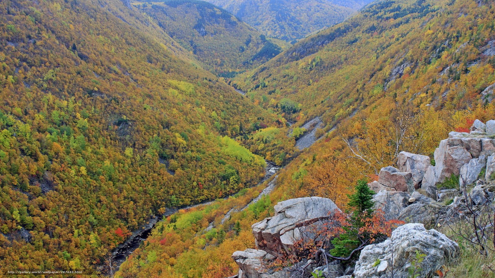 Autumn valley with river
