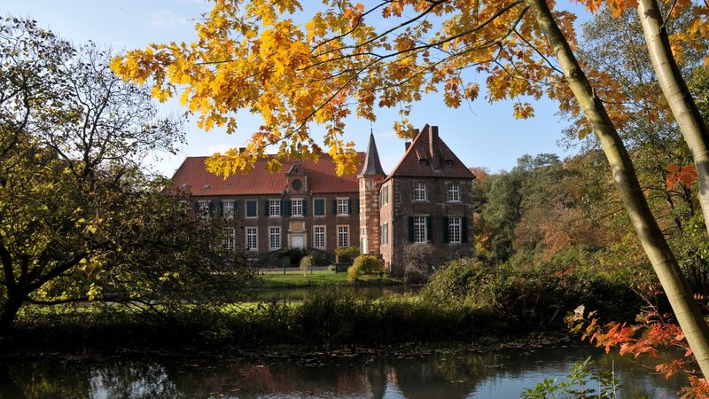 Autumn view of a historic castle