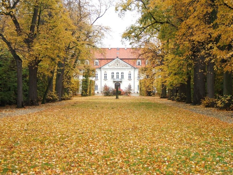 Autumn view of a manor house