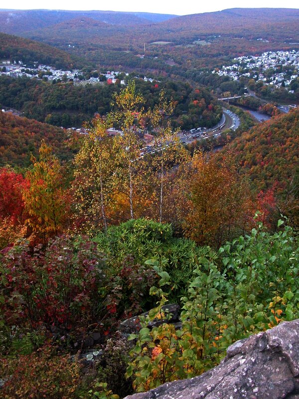 Autumn view of a valley town