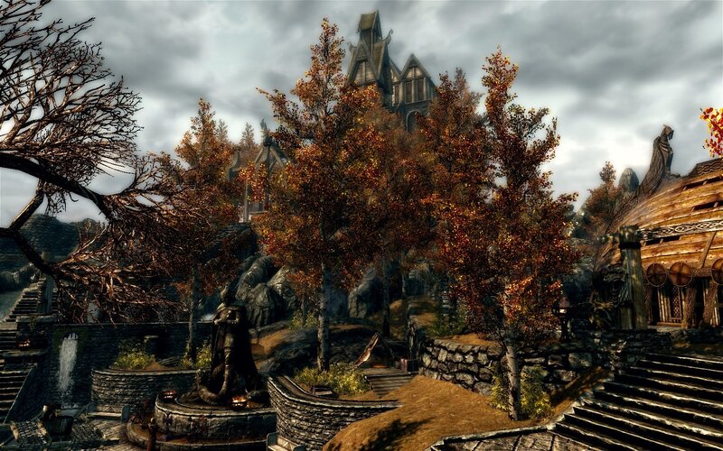 Autumn village in Skyrim