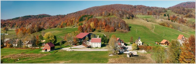 Autumn village in the hills