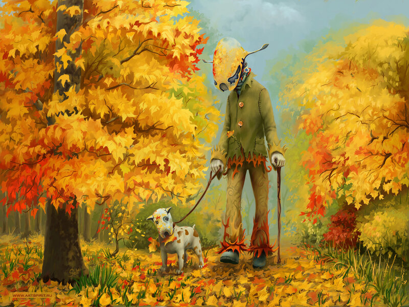 Autumn walk with a creature