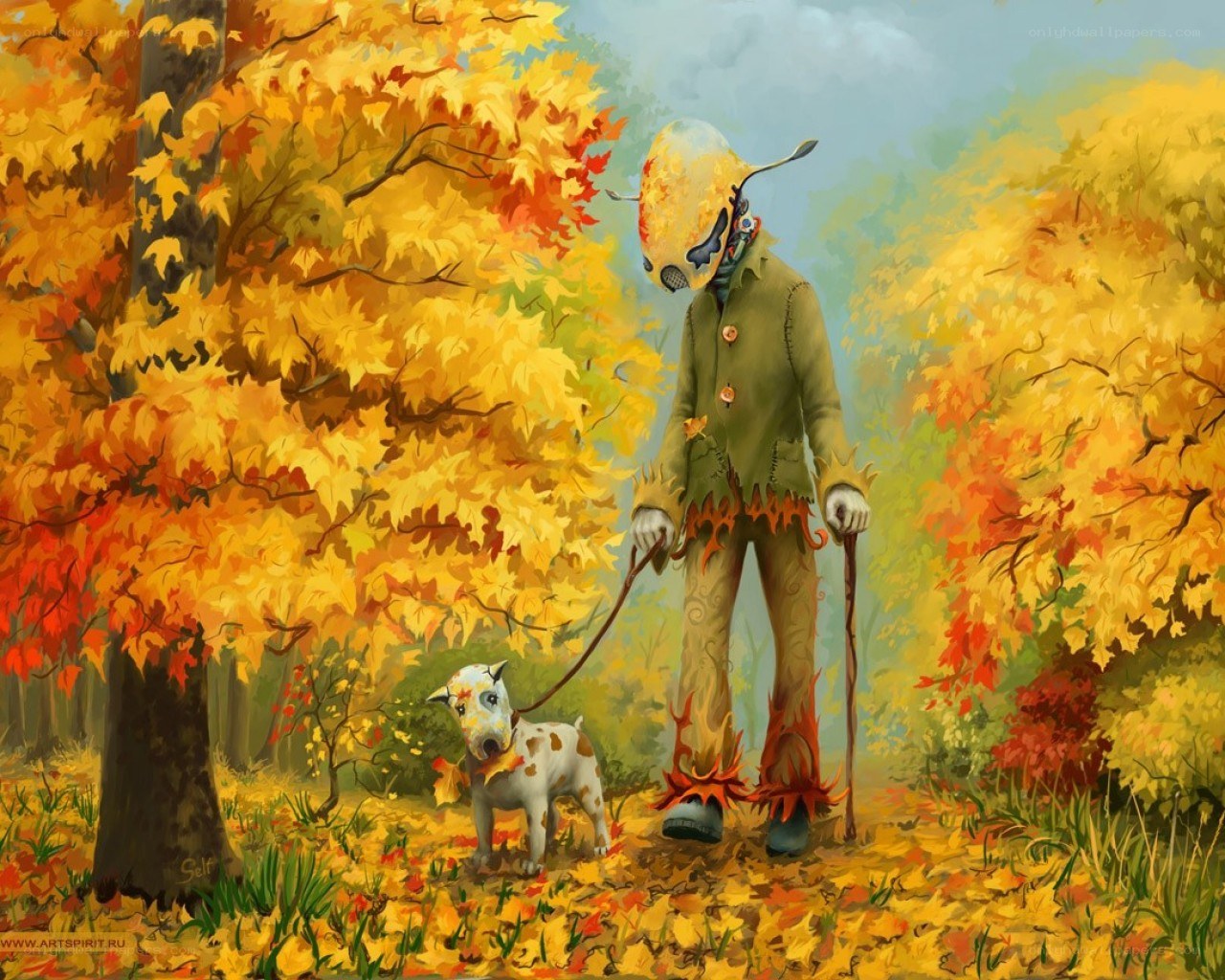 Autumn walk with a robot