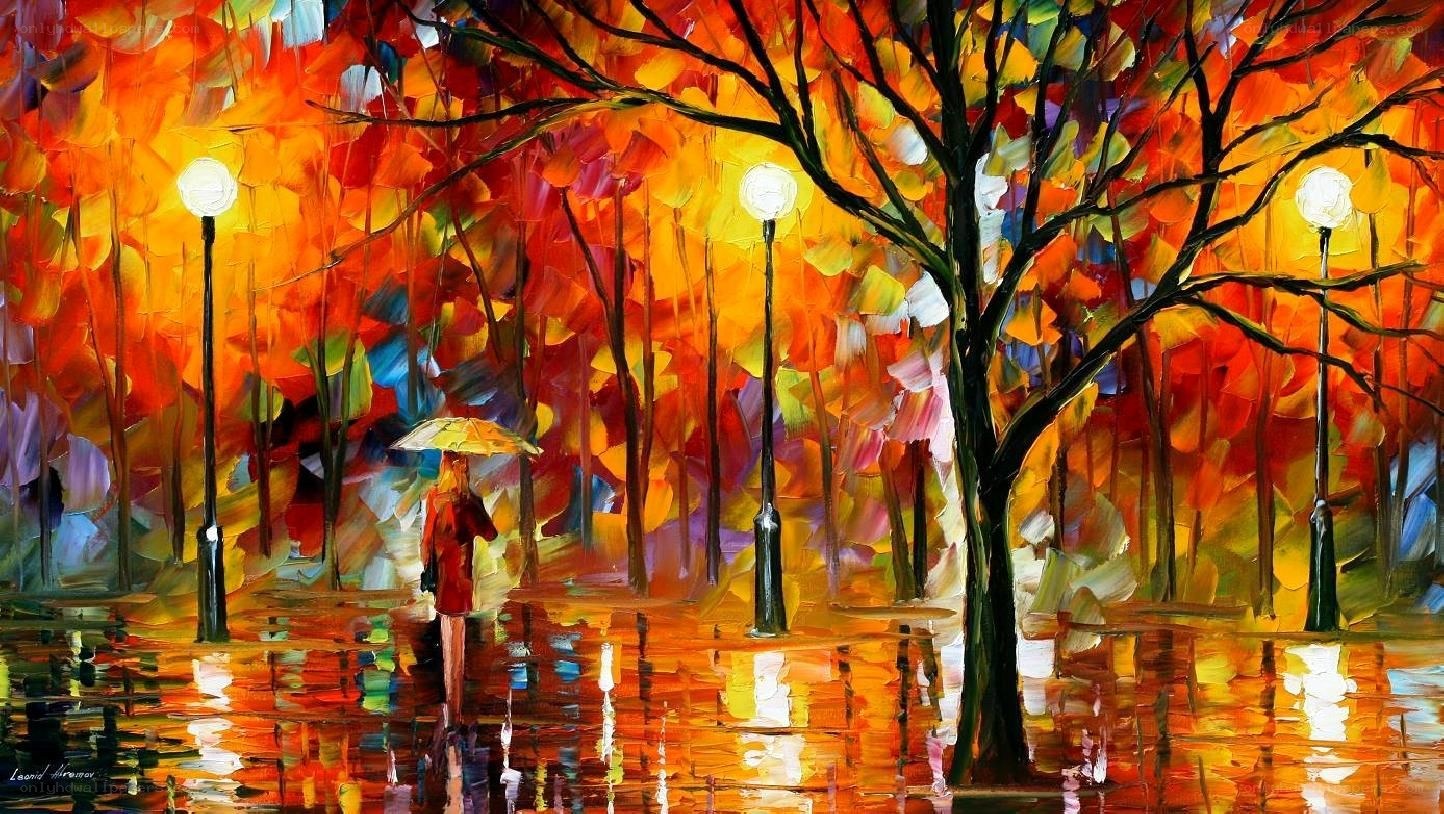 Autumn walk with umbrella