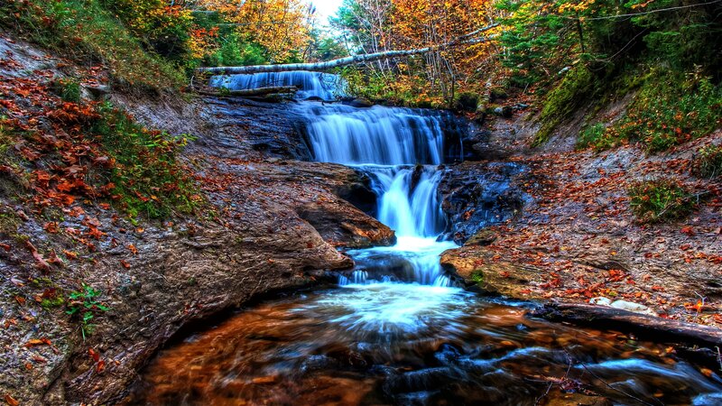 Autumn Waterfall — Blue