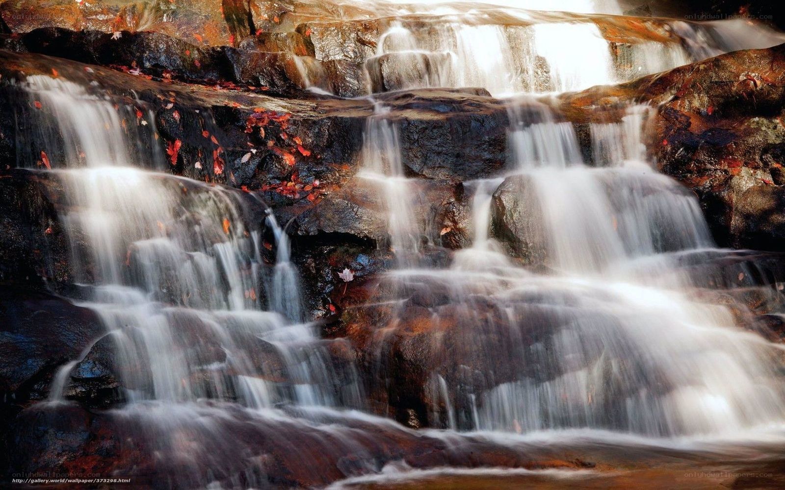 Autumn waterfall cascade